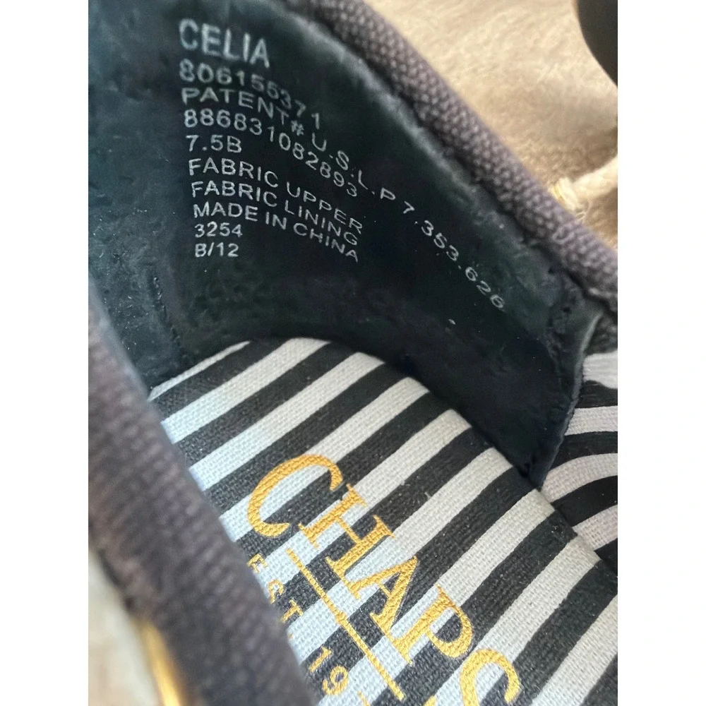 Chaps Celia Black Espadrille Flats 7.5 Coastal Grandma Nautical Preppy Boat Shoe